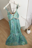 New Fashion Flora V-neck Design Beach Holiday A-line Spaghetti Strap Dress HZ1024