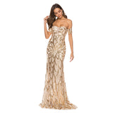 Wish New Glit Wrapped In Bra Sexy Back Swing Long Dress Side-To-Shoulder Evening Dress Dress Dress Woman 68HZ