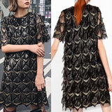 Exploding Temperament Black Tidal Lysion Sexy Loose Round-Neck Short-Sleeved Party Dress Dress Woman 68HZ