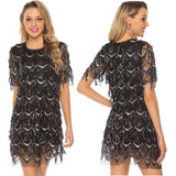 Exploding Temperament Black Tidal Lysion Sexy Loose Round-Neck Short-Sleeved Party Dress Dress Woman 68HZ