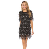 Exploding Temperament Black Tidal Lysion Sexy Loose Round-Neck Short-Sleeved Party Dress Dress Woman 68HZ