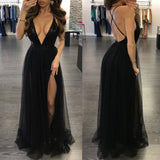 Ebay Burst Fashion Sexy Mesh Splicing With Leek Sling Ribbon Bare Back Dress 68HZ
