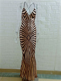 Ebay2024 Sling Striped Back Long Dress V Collar Sexy Dress Dress Woman 68HZ