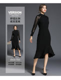 Standing Women's Clothing 2025 Early Spring New Fashion Temperament Long-Sleeved Fishtail Dress 68HZ