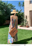 New Elegant Floral Design A-Line Beach Holiday Spaghetti Strap Dress HZ1024