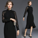 Standing Women's Clothing 2025 Early Spring New Fashion Temperament Long-Sleeved Fishtail Dress 68HZ