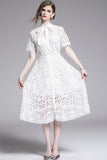 French Retro Name ™oéF Hollow Water-Soluble Dress Summer 2025 New Yamamoto Orange Tutter Dress 68HZ