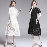 French Retro Name ™oéF Hollow Water-Soluble Dress Summer 2025 New Yamamoto Orange Tutter Dress 68HZ
