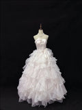 Vintage Light Pink Strapless Chiffon Sweet 16 Quinceanera A-Line Ruffles Evening Dress Ball Gown HZ1024