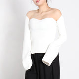 Sexy Out-Sup Knitted Jersey 2025 Spring New Irregular Bottom Shirt Slim Slim Skinny Sleeves Machine Woman 68HZ