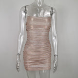 WISH Women's New Hand-Made Diamond Summer Flash Powder Repair Club Sexy Dress 68HZ