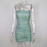 WISH Women's New Hand-Made Diamond Summer Flash Powder Repair Club Sexy Dress 68HZ
