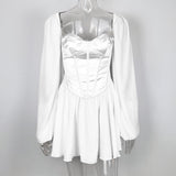 INSWISH New Women's Lantern Sleeve OL Temperament Sexy Chiffon Dress 68HZ