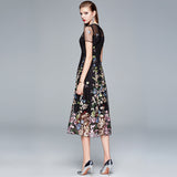 Net Yarn Embroidery Dress Women's Summer 2025 New Thin Round Neck-Curdling Temperament Super Fairy Skirt 68HZ