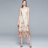 Net Yarn Embroidery Dress Women's Summer 2025 New Thin Round Neck-Curdling Temperament Super Fairy Skirt 68HZ