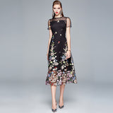 Net Yarn Embroidery Dress Women's Summer 2025 New Thin Round Neck-Curdling Temperament Super Fairy Skirt 68HZ