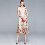 Net Yarn Embroidery Dress Women's Summer 2025 New Thin Round Neck-Curdling Temperament Super Fairy Skirt 68HZ