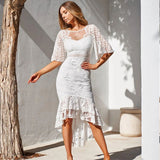 2024 New Women's Dress Explosion Lace Repair Fishtail Skirt Long 68HZ