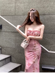 New Stylish Women Pink Butterfly Long Spaghetti Strap Dress HZ1024