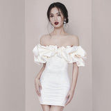 Design Sense 2025 New Thai Trendy Brand Sexy Shoulder Slimming Dress Temperament Party Dress Dress 68HZ
