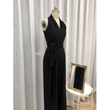 2025 Autumn Dress New French Retro Waist Temperament Showing Thin Legs Hanging Shoulder Black Conjoined Trousers Woman 68HZ