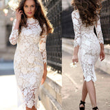 Wish 2025 New Women's Sexy Lace Dress Long Sleeve Pencil Dress 68HZ