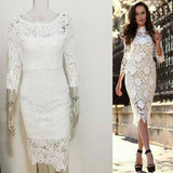 Wish 2025 New Women's Sexy Lace Dress Long Sleeve Pencil Dress 68HZ