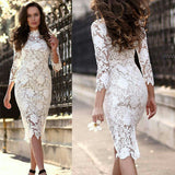 Wish 2025 New Women's Sexy Lace Dress Long Sleeve Pencil Dress 68HZ