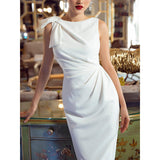 White Sleeveless Dress French Famous Temperament Design Small Dress Light Style Small White Dress 68HZ