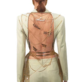 Australian Trendy Sexy Suit 2025 Summer New Fashion Temperament Metal Chain Open Back Design Suit Woman 68HZ