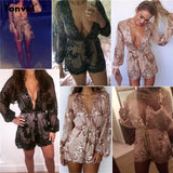 2025 New Deep V-Neck Sexy Lierie Squin Champagne Gold Rope Lian Pants Shorts Women 68HZ