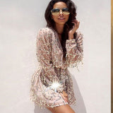 2024 New Jumpsuit Night Club Fashion V Sexy Dress Lantern Sleeve Lily Trouser Dress 68HZ
