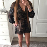 2025 New Deep V-Neck Sexy Lierie Squin Champagne Gold Rope Lian Pants Shorts Women 68HZ
