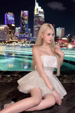 Cute Beige Sequin Ruffled Hem Design A-line Satin Strapless Party Dress Homecoming Dress HZ1024
