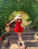 Cute Red Sweetheart Spaghetti Strap Short A-Line Chiffon Party Dress Cocktail Dress Homecoming Dress HZ1024