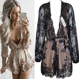 2025 New Deep V-Neck Sexy Lierie Squin Champagne Gold Rope Lian Pants Shorts Women 68HZ