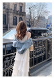 New Fashion White Tiered Dress Design A-line Beach Holiday Spaghetti Strap Dress HZ1024