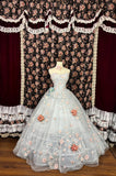 Pretty Sweetheart Strapless A-line 3D Flower Tulle Prom Dress Evening Gown HZ1024