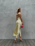 Enchanting Off-the-shoulder Satin Mermaid Floor-length Prom Dress Evening Dress HZ1024