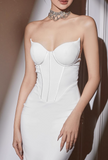 Chic Sheath Evening Gown Strapless Party Dress Ankle Length Formal Dress HZ1024