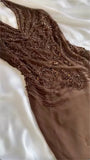 Retro Gradient Gorgeous Exquisite Beaded Halter Dress Long Chiffon Evening Gown Prom Dress HZ1024