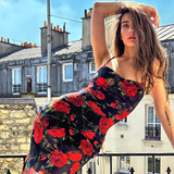 Women New Simple Fashion Yellow High-waist Spaghetti Strap Dress HZ1024