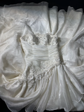 Elegant Ivory Applique Beaded Evening Gown A-Line Strapless Party Dress Floor Length Formal Dress HZ1024