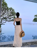Simple Casual Design A-Line Women Strapless Dress HZ1024