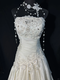 Elegant Ivory Applique Beaded Evening Gown A-Line Strapless Party Dress Floor Length Formal Dress HZ1024