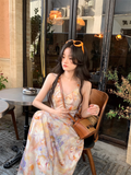 New Simple Fashion Floral Design A-Line Beach Holiday Halter Dress HZ1024