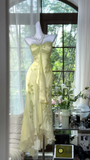 Shiny Light Green Sequined Spaghetti Strap Design Chiffon Prom Dress Evening Dress HZ1024
