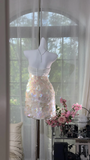 Gorgeous Princess Sequin Strapless Sheath Elegant Chiffon Homecoming Dress Evening Dress Prom Dresses HZ1024