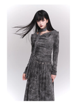 New Simple Fashion Gray Design Long-sleeved Dress HZ1024