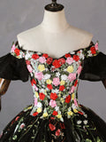 Black Tulle Lace Long Prom Dress, Black Tulle Long Evening Dress HZ1024